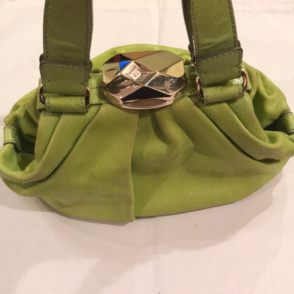 👛 ESCADA Handbag Clutch 💯 Suede Leather Green